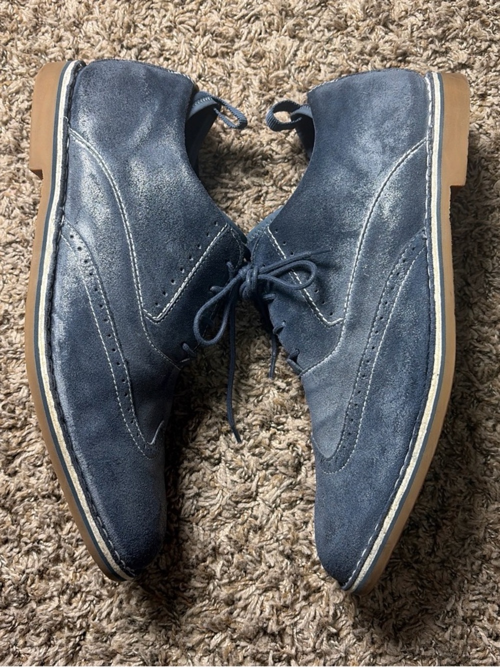 Steve Madden Stark Men’s Navy Blue Wingtip Oxford Lace Up Dress Shoes 13M